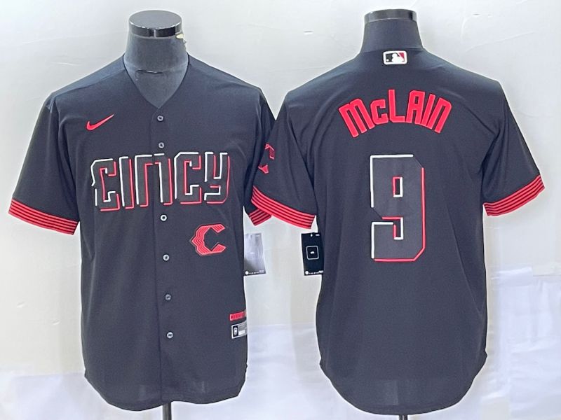 Men Cincinnati Reds #9 Mclain Nike Black 2023 City Connect Replica Player Elite MLB Jersey8